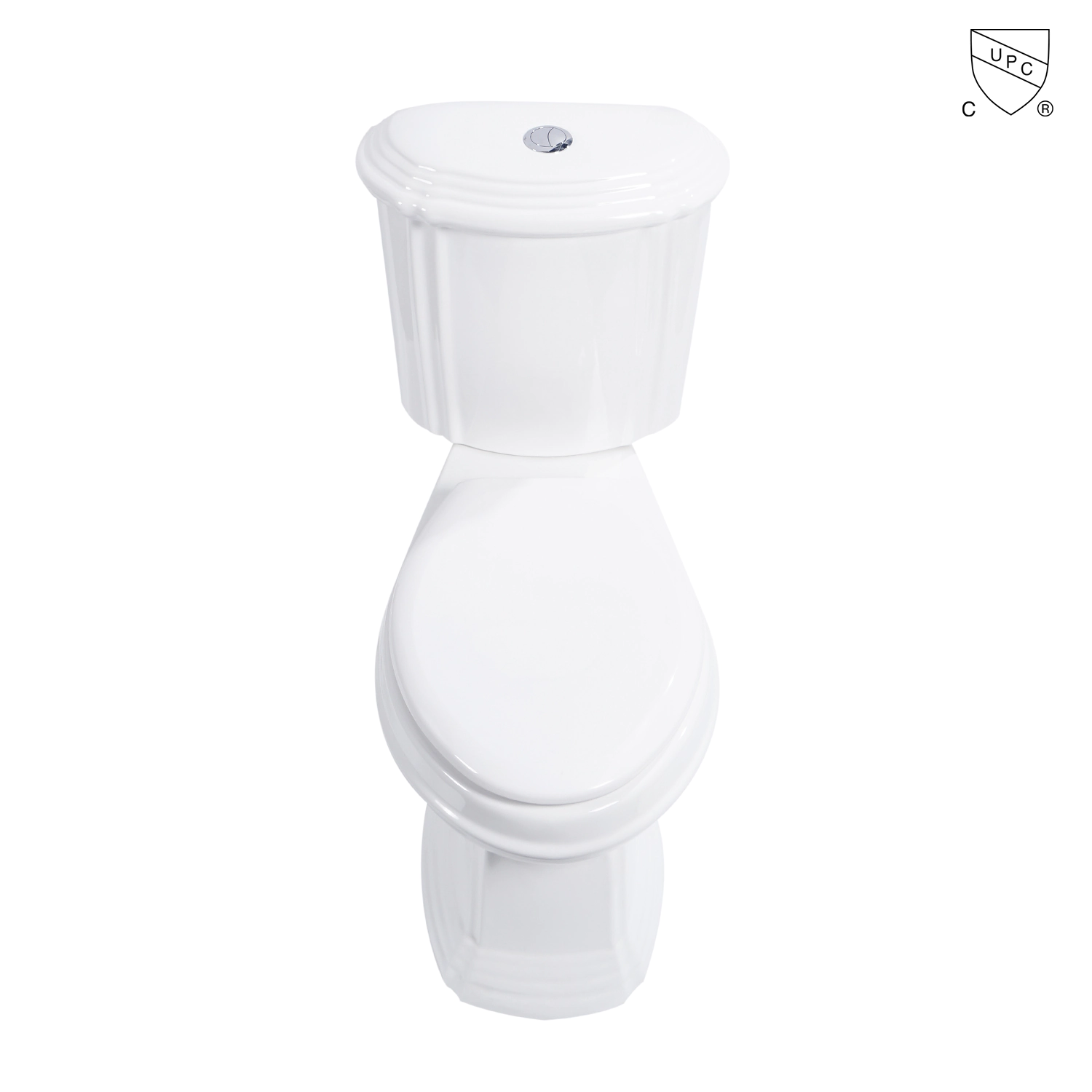 upc elongated dual-flush two piece toilet